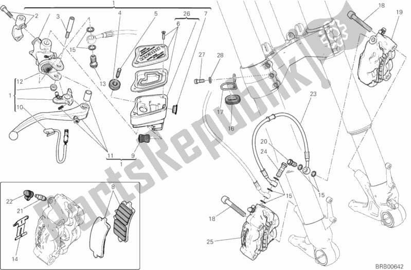 All parts for the Front Brake System of the Ducati Diavel Xdiavel S Thailand 1260 2018
